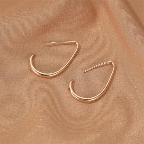 MALOYANVE Lightweight Teardrop Hoop Earrings Gold Silver Plated Large Hollow Out Oval Pull Through Statement Hoop Earrings High Polished Jewelry Gift for Women - color: Gold