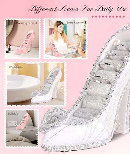 Jewelry Display Stand, Earring Necklace Ring Holder, Model Dress High heeled Shoes Earring Necklace Ring Jewelry Holder Stand Display (White) - color: White