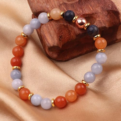 KSQS Healing Stone Bead Bracelet for Women, Natural Gemstones Balance Protection Bracelet, Spiritual Crystal Beads Bracelet Anxiety Relief with Meaning Card - color: Breathe