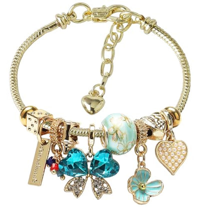 DS Charm Bracelets for teen girls exquisite cute cartoon friendship bracelet Gold Stainless Steel Bangle birthday Gift box Adjustable little girls kids jewelry holiday gifts - style: GOLD-11