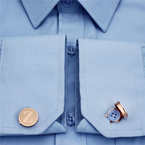 HAWSON Men's Letter Initial Button Cover Cufflinks Letter Rose Gold/Silver Suitable for Formal Business Shirt Letter A-Z - color: Rose Gold Color - Z