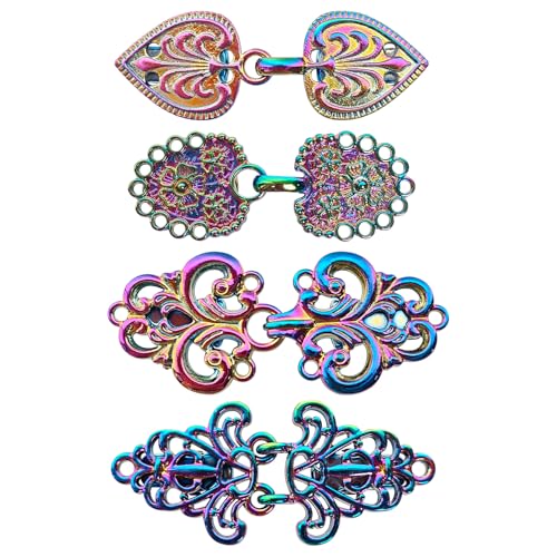 4-Piece Vintage Sweater Swirl Cape Cloak Clips for Dress Retro Cardigan Shawl Collar Clasp Dress Shirt Button Clip for Girl Women - color: Dazzle