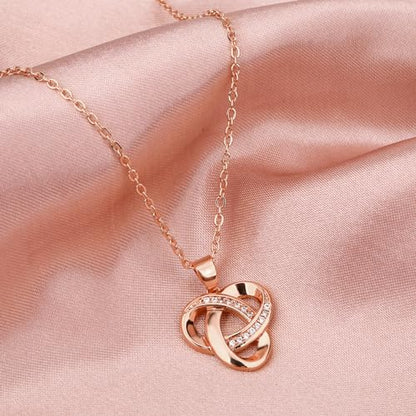 Love Knot Necklace, Sterling Silver Diamond Accent Love Knot Pendant Necklace, Forever Love Knot Infinity Necklace for Women - color: Rose Gold