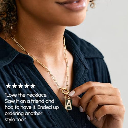 Mint & Lily Gold Initial Necklace for Women – 18K Gold Plated 24” Paperclip Chain with Sparkling Letter Pendant | 18K Gold Plated Personalized Letter Charm w/ Cubic Zirconia, Paperclip Chain, Tarnish-Resistant, Dainty Jewelry Gift for Her - style: Letter: