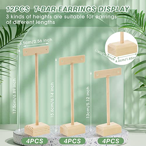 Marsui Earring Display Stands for Selling Set Wooden T Bar Jewelry Display Stand Holder for Necklaces Bracelet Showroom Trade - color: Wood