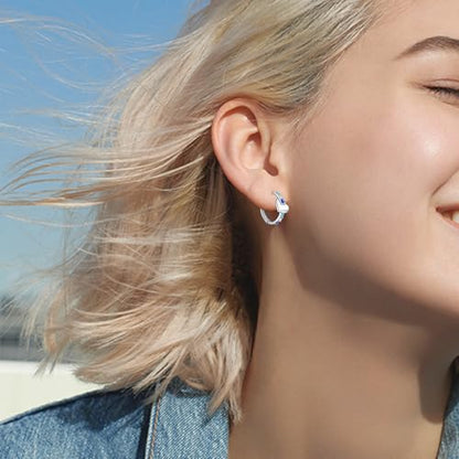 Heart Hoop Earrings with Blue Cubic Zirconia Sterling Silver Love Heart Huggie Earrings Cartilage Tiny Large Huggie Hoops Hypoallergenic for Sensitive Ear for Women Daughter Birthday Anniversary