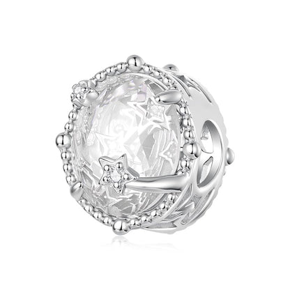 Celestial Bead Charms for Bracelets, Star Moon Dreamcatcher Dangle Charms, Silver Tone Copper, Glass Resin CZ Accents, Charm Beads for Women Jewelry Making, Gift Box Included - color: Clear Star Glass Bead Charm