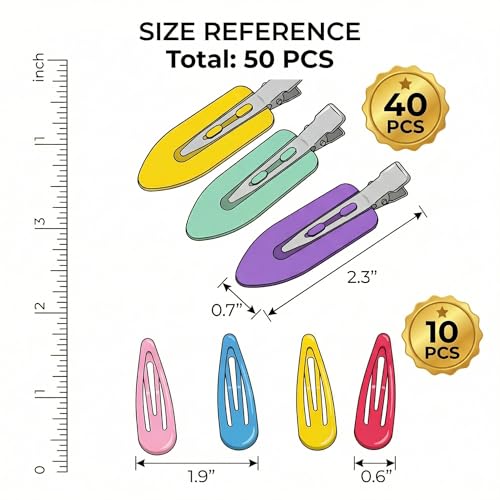 50 Pcs No Crease Hair Clips for Women Styling | Multicolor Styling Essentials for Makeup Application & Hair Styling, Cute Hair Clip Set
