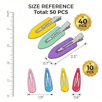 50 Pcs No Crease Hair Clips for Women Styling | Multicolor Styling Essentials for Makeup Application & Hair Styling, Cute Hair Clip Set