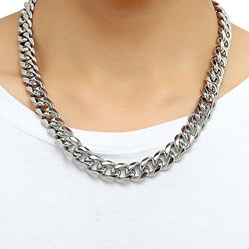 Urban Jewelry Mens 316L Stainless Steel Chain Necklace Bold Chain Style | Chain Necklace 316L Stainless Steel Rust Resistant Finish Modern Necklace Design Bold Chain Style Polished Chain Finish