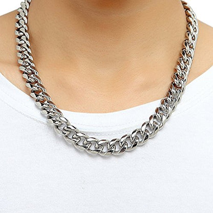 Urban Jewelry Mens 316L Stainless Steel Chain Necklace Bold Chain Style | Chain Necklace 316L Stainless Steel Rust Resistant Finish Modern Necklace Design Bold Chain Style Polished Chain Finish