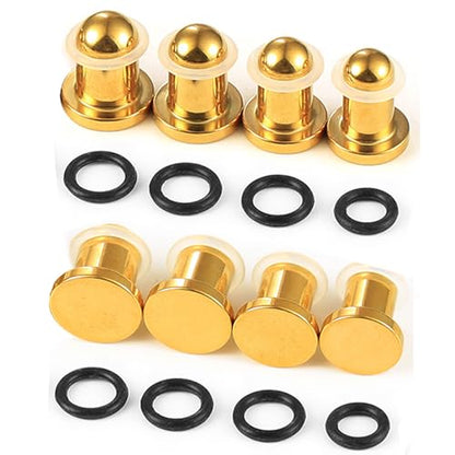 LADEMAYH Comfy Dead Stretching Ear Tapers Stretching Kit, Small Gaps Packed, 0.5mm Increments, Surgical Stainless Steel 316L, Flat Top Ear Plugs, Pain-Free Body Piercing Jewelry for Women & Mens - color: Gold, size: 6.5-8mm 8pcs