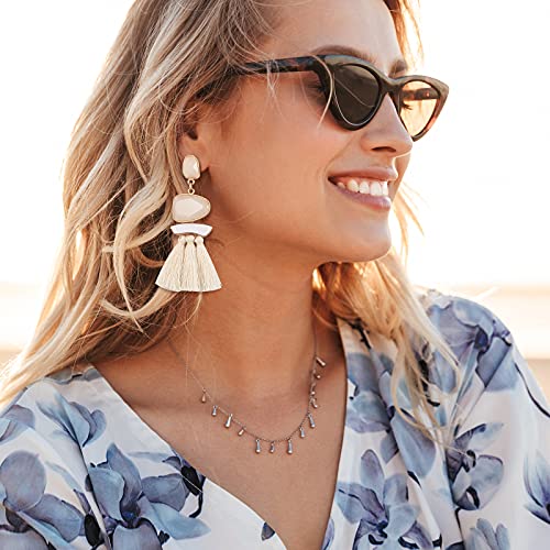Hicarer 8 Pairs Rattan Earrings for Women Girls Lightweight Summer Acrylic Geometric Statement Woven Earrings Handmade Straw Wicker Braid Teardrop Hoop Drop Dangle Earring(Simple Style)