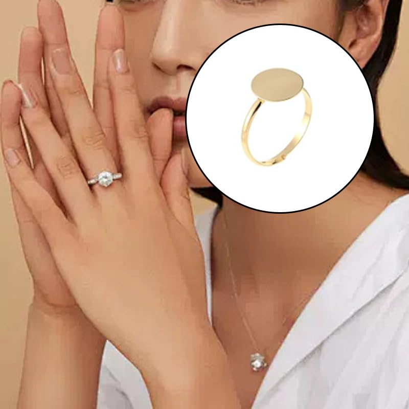 60 Pcs Adjustable Ring Blanks for Jewelry Making, 3-Color Stainless Steel Flat Base Craft Rings for DIY, 20Pcs Each in Silver Gold Rose Gold
