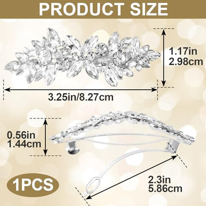 Joez Wonderful Rhinestone Hair Clips, Silver Bridal Hair Accessories for Women, Sparkly Crystal Hair Pins, Fancy Flower Hair Barrettes for Wedding, Bride, Long Hair (1 Pcs) - color: Rhinestone