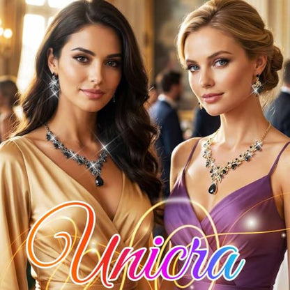 Rhinestone Bridal Wedding Jewelry Sets Gold Necklace Earrings Set Leaf Prom Formal Costume Jewelry Set for Women and Brides - color: Black