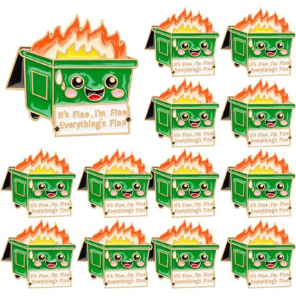 SANNIX 15Pcs Dumpster Fire Pins, Funny Emotional Positive Enamel Dumpster Fire Lapel Pins for Coworkers Christmas Office Gifts Clothes Hats Accessories - style: Dumpster Fire Pin