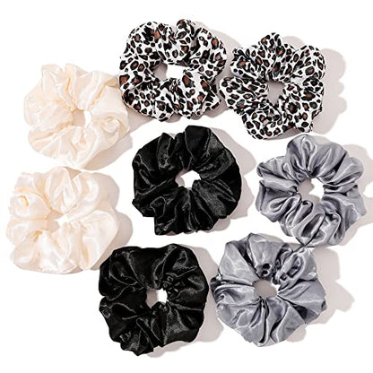 Scrunchies Hair Ties for Girls Women Elastics Bands Ponytail Holder Pack of Neutral Hair Accessories Big Large Scrunchie Cute Hairties for Thick Hair - color: BPGLeopard