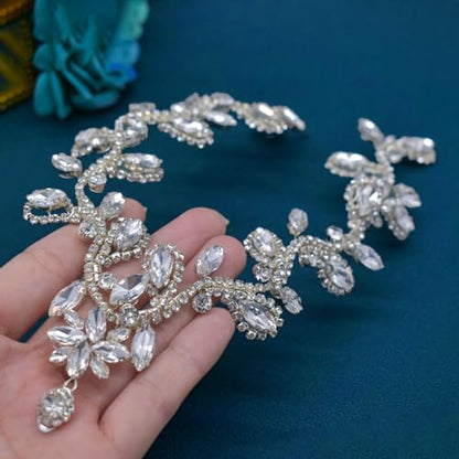 Bridal Headpieces for Wedding, Rhinestone Forehead Headpiece, Wedding Headband Crystal Tiara for Brides