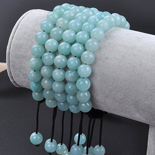MASSIVE BEADS Natural Healing Power Gemstone Crystal Beads Unisex Adjustable Macrame Bracelets - color: Amazonite, size: 6mm