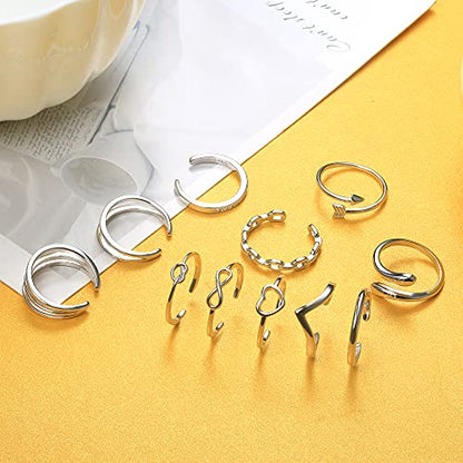 MILACOLATO Toe Rings for Women 925 Sterling Silver Adjustable Toe Ring | Adjustable Open Band Toe Rings, Hypoallergenic Ring for Sensitive Skin, Non Tarnished Waterproof Summer Beach Foot Jewelry - color: Knot