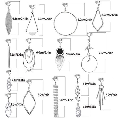 15 Pairs Wholesale Clip on Earrings for Women Trendy,Lightweight Clipon Earrings for Women in Silver Tone - style: Style A