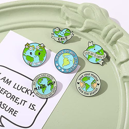 6 Pcs Cute Enamel Lapel Pins Sets Cartoon Animal Plant Fruits Foods Brooches Creative Pin Badges for Clothing Bags Backpacks Jackets Hat Accessory - color: Green