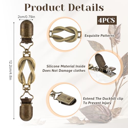 Dress Clips Back Cinch 4Pcs Waist Cincher Clip Vintage Shirt Shawl Cardigan Collar Clips Metal Clothes Clips To Tighten for Women Clothing