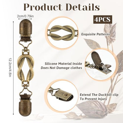Dress Clips Back Cinch 4Pcs Waist Cincher Clip Vintage Shirt Shawl Cardigan Collar Clips Metal Clothes Clips To Tighten for Women Clothing