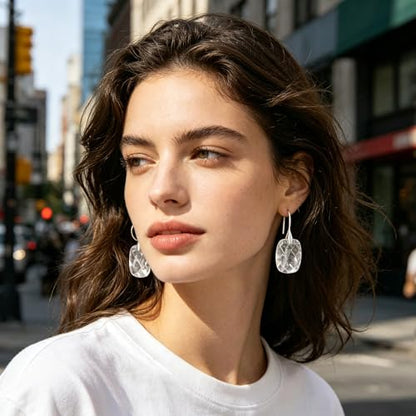 Boho Multiple Style Natural Stone Earrings for Women Unique Healing Gemstone Energy Hypoallergenic Lightweight Dangle Drop Earrings Multiple Styles Earrings Jewelry for Birthday Party Gift - style: Clear Quartz-Gold Hook
