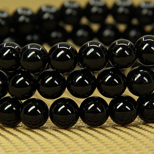 Angelstones Gemstones 6mm Round Beads Healing Crystal Bracelet for women | Natural Gemstone, Handmade Gifts for Women, Healing Crystal Round Beaded Stretch Bracelets, Unisex Jewelry for Women and Men - color: Black Tourmaline