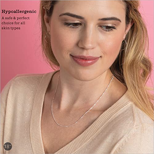 KEZEF 18K Gold Plated 925 Sterling Silver Box Chain Necklace for Women, 1mm Thin & Sturdy Italian Chain Necklace, Rose Gold & Silver Available, 15/16/18/20/22/24/30 - Inch - color: Rose Gold, size: 26 Inch