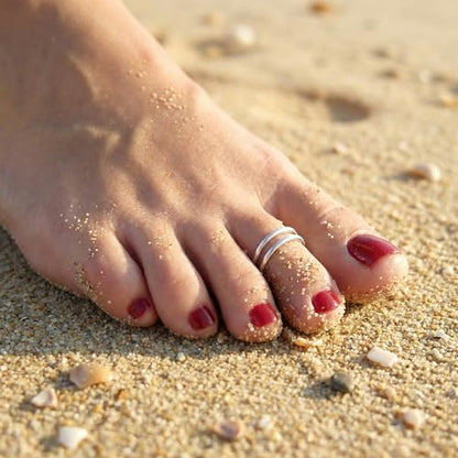 Sterling Silver Toe Ring, Adjustable Open Band, Handmade | Fits Toe, Knuckle or Pinky Ring | One Size Fits Most | Comfortable to Wear | Minimalist Style | Water Resistant - style: Double Band 2