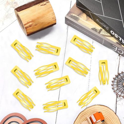 20 Pcs Snap Hair Clips for Women Snap Hair Barrettes Double Grip Hair Clips 3 Prong Clips for Hair Barrettes for Women Girls (Yellow) - color: Yellow