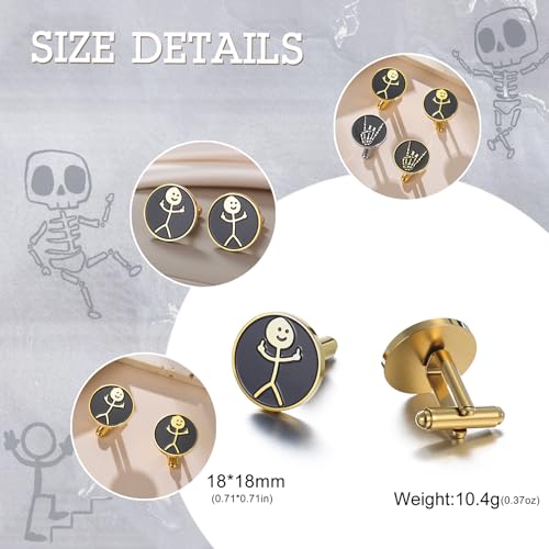 Dreamtimes Rock Skull Hand Cufflinks Halloween Shirt Cufflinks Figurine Sign Language Cuff Links Rock On Hand Gesture Stainless Steel Novelty Cuff Links for Men - style: Style 1-G