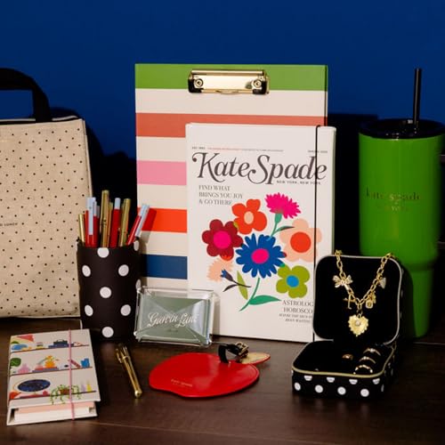 kate spade new york Travel Jewelry Case, Polka Dot | Small Square Case, Black and White Dotted Jewelry Box Organizer for Rings, Necklaces, Earrings On-the-Go with Zipper Closure