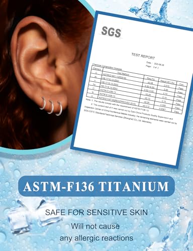 20G 18G 16G 14G Nose Rings Hoops Astm F136 Titanium Clicker Septum Jewelry Lip Ring Tragus Helix Daith Rook Conch Snug Cartilage Lobe Earrings Hoop Piercing Jewelry For Women Men Silver - size: 16G-6MM-7MM-8MM