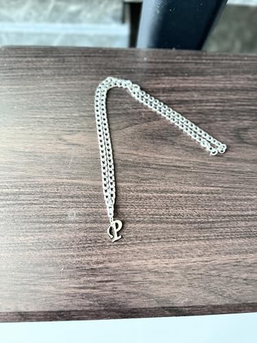 Stainless Steel Initial A-Z Necklace for Men Women,Cuban Chain,Titanium Steel Initial Letter Pendant Charm Necklaces Accessories Jewelry for Woman Man,21 Inch Chain - color: P