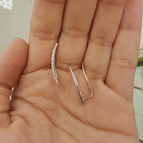 Dazzlingrock Round White Natural Diamond Crawler Climber Earrings | 0.18 Ctw | Women - color: White Gold, size: 10K - Metal Stamp