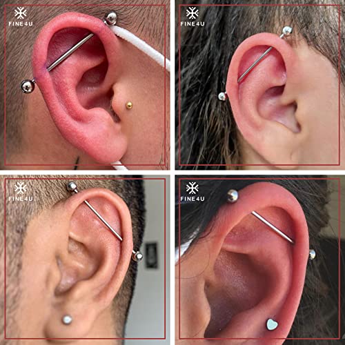 14G ASTM F136 Titanium Straight Barbell Rings for Nipple/Tongue/Dimply/Industrial - Internally Threaded Hypoallergenic Body Piercing Jewelry Gift for Women & Men, Nickel Free, Lead-Free - color: 14G(1.6mm), 3/4"(19mm), 5mm top