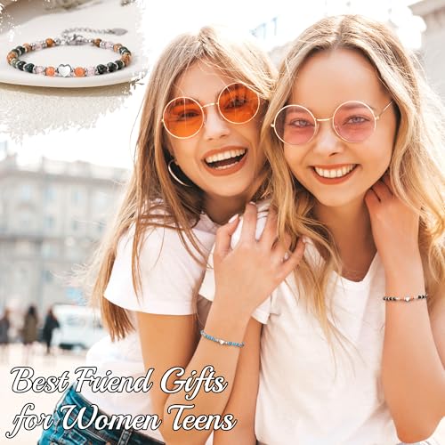 Best Friend Bracelet Gifts for Women Sister Bestie, Christmas Gift for Teens Mom Daughter Granddaughter Birthday Gift for Her Stocking Stuffers - color: African Turquoise-Bestie