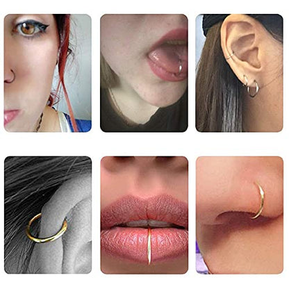 5Pcs Stainless Steel 16G 18G Sleeper Hoop Earrings for Women Men Septum Hinged Clicker Nose Lip Ring Helix Daith Cartilage Tragus Piercings Tiny Small Huggie Hoops Hypoallergenic Sensitive Ears Jewelry - style: 8mm in Black 18G