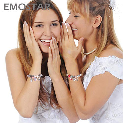 EMOSTAR Jan-Dec Birthstone Charms fits European Birthday Bracelet, Dangle 925 Sterling Silver Heart Shaped Pendant with 12 Months Birthstones, Gifts for Mom/Women - color: April Birthstone