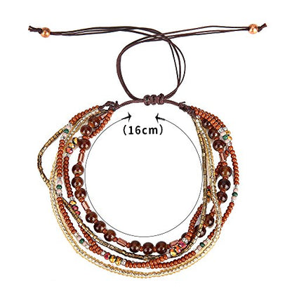 Handmade Adjustable Wrap Bracelet Bohemian String Braided Beads Anklets Gifts for Women - color: A