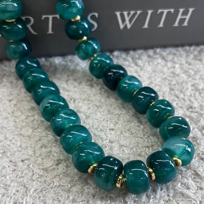 Colorful Chunky Resin Beaded Choker Necklaces for Women | Multicolor Beads, Sturdy Metal Chain, Adjustable, Detachable, Lightweight, Summer Beach Boho, Trendy Statement Jewelry Gift - color: Dark Green