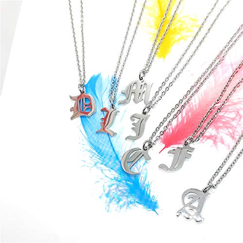 Old English Initial Alphabet Letter Necklace - style: O-Silver