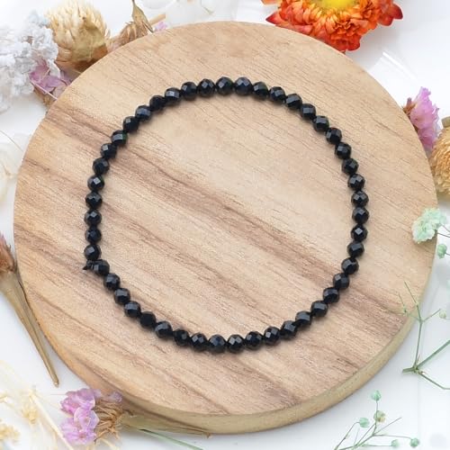 MASSIVE BEADS Natural Genuine Gemstone Beads Healing Crystal Chakra Reiki Jewelry Faceted Round Beads Bracelets 3mm - color: Black Tourmaline