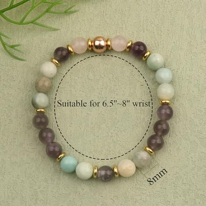 KSQS Healing Stone Bead Bracelet for Women, Natural Gemstones Balance Protection Bracelet, Spiritual Crystal Beads Bracelet Anxiety Relief with Meaning Card - color: Sleep Well