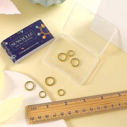SUNNYCLUE 1 Box 8Pcs 18K Gold Plated Spring O Ring Round Carabiners Trigger Spring O Rings Keychain Ring Round Snap Clasps Metal Spring Gate Rings for Jewelry Making Keyring Bags Purses DIY Craft - color: 1 Box 8pcs 18k Gold Plated O Rings 2 Sizes