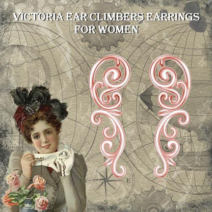 Ear Climbers Earrings for Women Sterling Silver Vintage Ear Crawler Earrings Jewelry Gifts for Women - style: Filigree-rose gold